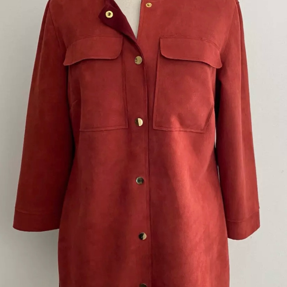 Chico's Brown Utility Jacket with Collared Neckline
